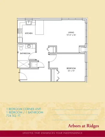 Floorplan of Arbors at Ridges, Assisted Living, Burnsville, MN 1