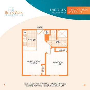 Floorplan of Bella Vista Senior Living, Assisted Living, Mesa, AZ 1
