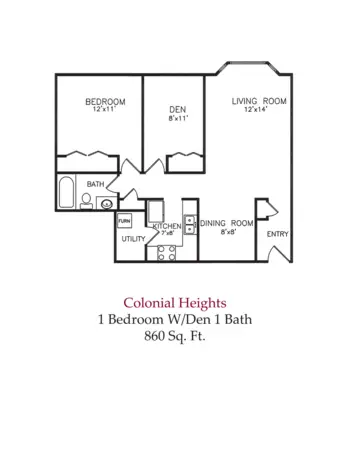 Floorplan of Colonial Heights and Gardens, Assisted Living, Florence, KY 1