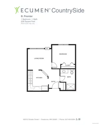 Floorplan of Ecumen Countryside, Assisted Living, Owatonna, MN 2