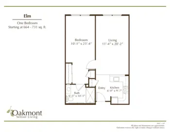 Floorplan of Oakmont of Riverpark, Assisted Living, Oxnard, CA 4
