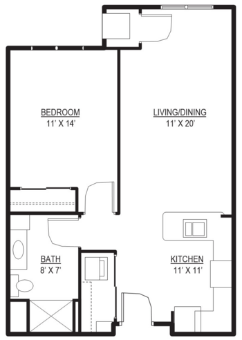 Floorplan of Willowbrook Place, Assisted Living, Thiensville, WI 1