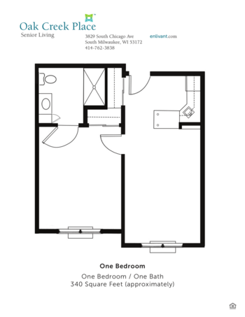 Floorplan of Oak Creek Place, Assisted Living, South Milwaukee, WI 3