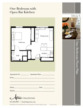 Floorplan of Atria Grapevine, Assisted Living, Grapevine, TX 2