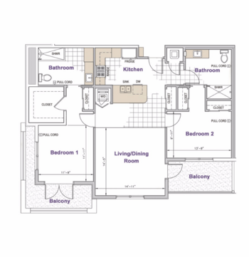 Floorplan of Casa Aldea Senior Living, Assisted Living, San Diego, CA 8