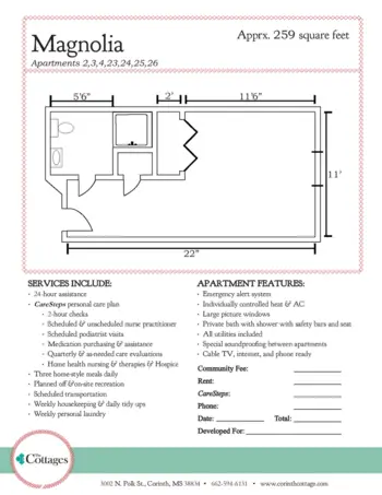 Floorplan of Country Cottage - Corinth, Assisted Living, Corinth, MS 9