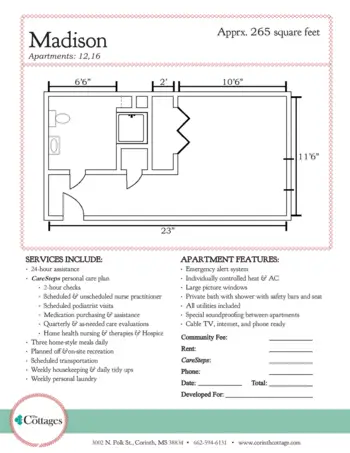 Floorplan of Country Cottage - Corinth, Assisted Living, Corinth, MS 10
