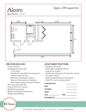 Floorplan of Country Cottage - Corinth, Assisted Living, Corinth, MS 11