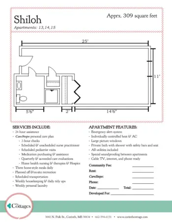 Floorplan of Country Cottage - Corinth, Assisted Living, Corinth, MS 12