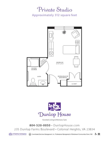 Floorplan of Dunlop House, Assisted Living, Memory Care, Colonial Heights, VA 2