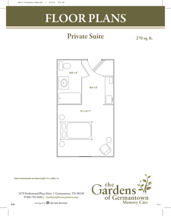 Floorplan of Gardens of Germantown, Assisted Living, Germantown, TN 1