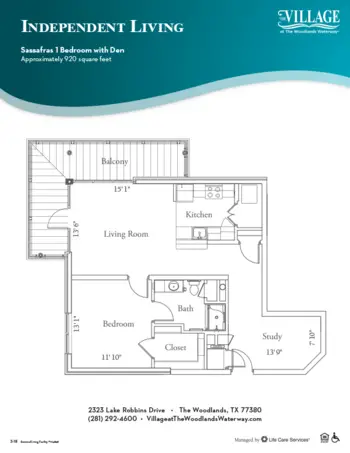 Floorplan of The Village at the Woodlands Waterway, Assisted Living, The Woodlands, TX 2