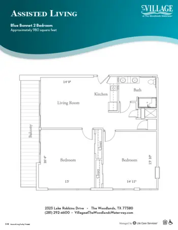 Floorplan of The Village at the Woodlands Waterway, Assisted Living, The Woodlands, TX 10