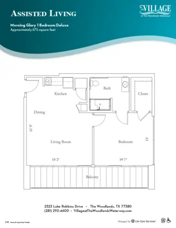 Floorplan of The Village at the Woodlands Waterway, Assisted Living, The Woodlands, TX 12