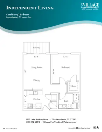 Floorplan of The Village at the Woodlands Waterway, Assisted Living, The Woodlands, TX 14