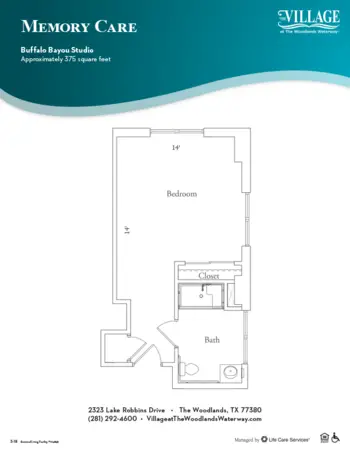 Floorplan of The Village at the Woodlands Waterway, Assisted Living, The Woodlands, TX 16