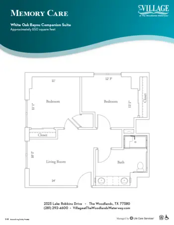 Floorplan of The Village at the Woodlands Waterway, Assisted Living, The Woodlands, TX 20