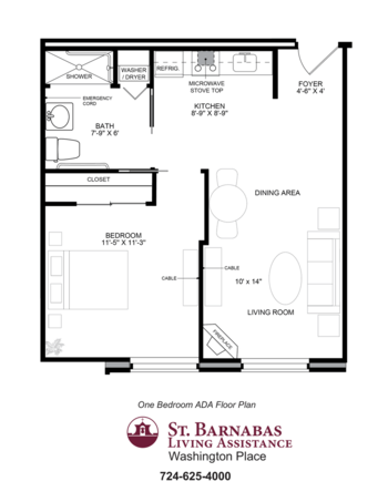 Floorplan of Washington Place, Assisted Living, Gibsonia, PA 2