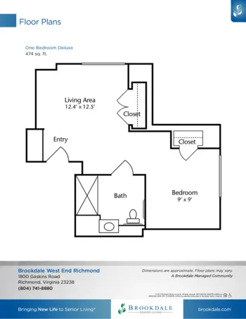 Floorplan of Brookdale West End Richmond, Assisted Living, Memory Care, Henrico, VA 7