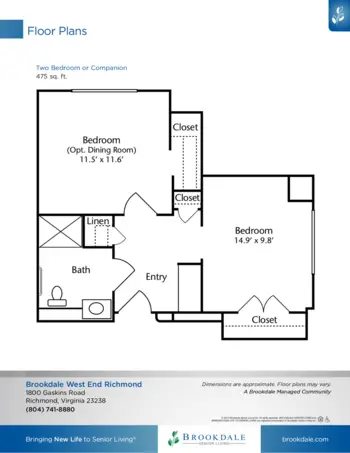 Floorplan of Brookdale West End Richmond, Assisted Living, Memory Care, Henrico, VA 8