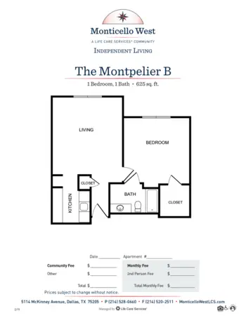 Floorplan of Monticello West, Assisted Living, Dallas, TX 13