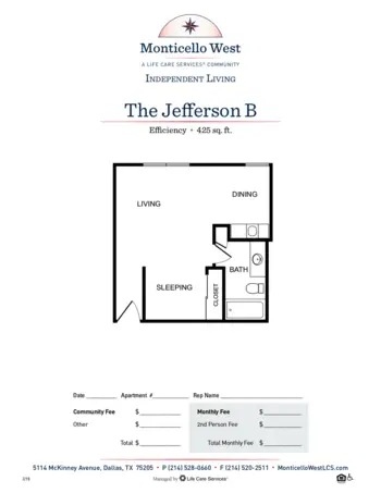 Floorplan of Monticello West, Assisted Living, Dallas, TX 19