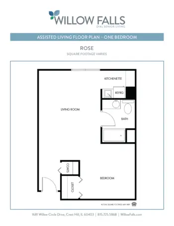Floorplan of Willow Falls, Assisted Living, Crest Hill, IL 8