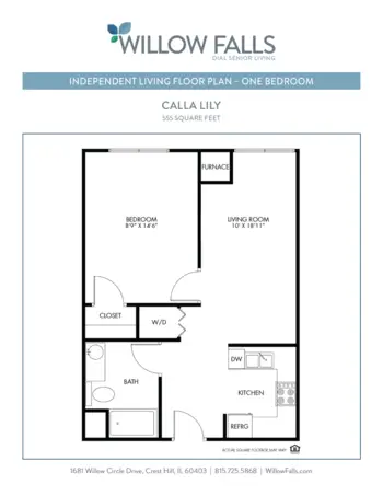 Floorplan of Willow Falls, Assisted Living, Crest Hill, IL 17