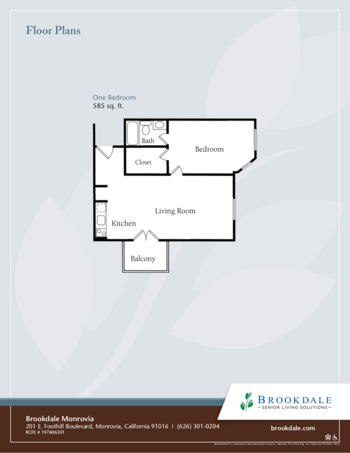Floorplan of Brookdale Monrovia, Assisted Living, Monrovia, CA 3