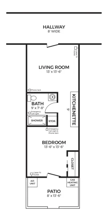 Floorplan of Covington Ridge, Assisted Living, Collins, MS 1