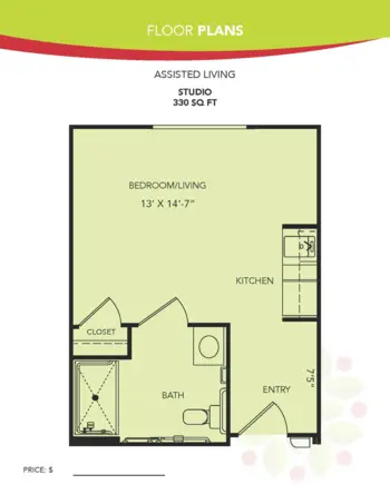 Floorplan of Orchard Park of Permian Basin, Assisted Living, Odessa, TX 1