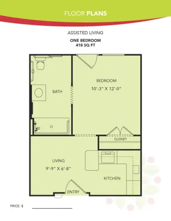 Floorplan of Orchard Park of Permian Basin, Assisted Living, Odessa, TX 3