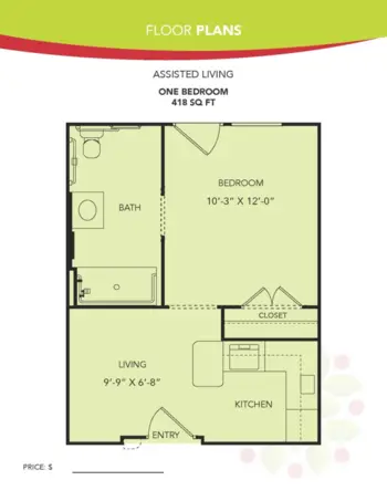 Floorplan of Orchard Park of Permian Basin, Assisted Living, Odessa, TX 4