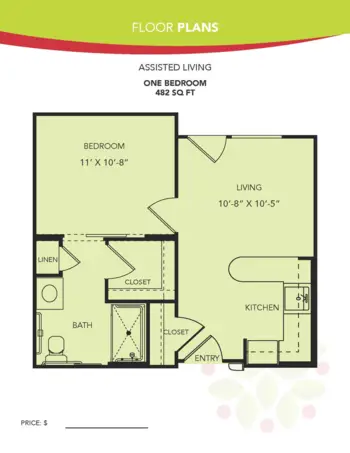 Floorplan of Orchard Park of Permian Basin, Assisted Living, Odessa, TX 5