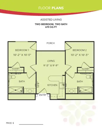 Floorplan of Orchard Park of Permian Basin, Assisted Living, Odessa, TX 7