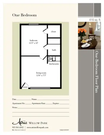 Floorplan of Atria Willow Park, Assisted Living, Tyler, TX 4