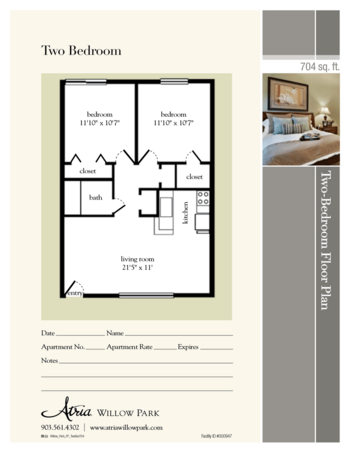 Floorplan of Atria Willow Park, Assisted Living, Tyler, TX 7