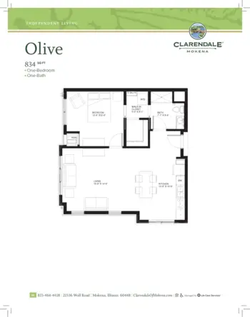 Floorplan of Clarendale of Mokena, Assisted Living, Mokena, IL 10