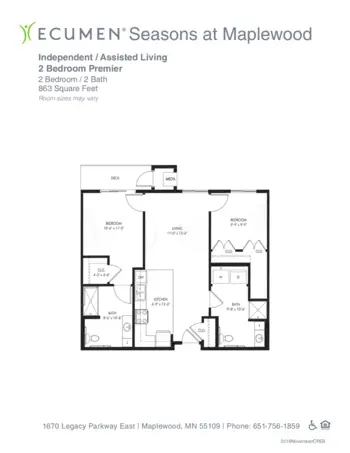 Floorplan of Ecumen Seasons at Maplewood, Assisted Living, Memory Care, Maplewood, MN 4