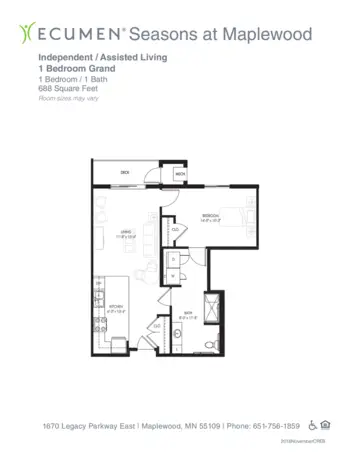 Floorplan of Ecumen Seasons at Maplewood, Assisted Living, Memory Care, Maplewood, MN 5
