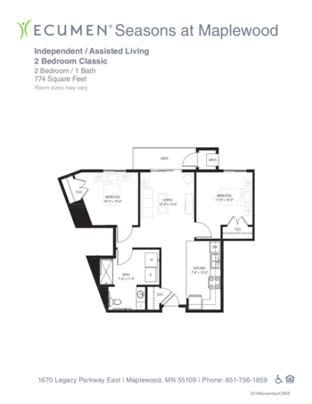 Floorplan of Ecumen Seasons at Maplewood, Assisted Living, Memory Care, Maplewood, MN 8