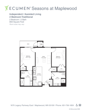 Floorplan of Ecumen Seasons at Maplewood, Assisted Living, Memory Care, Maplewood, MN 13