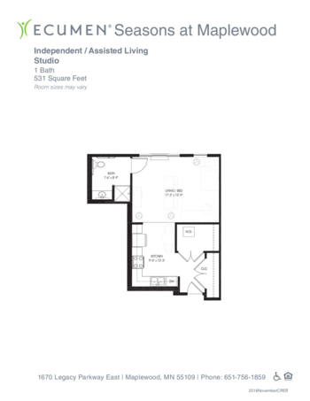 Floorplan of Ecumen Seasons at Maplewood, Assisted Living, Memory Care, Maplewood, MN 14