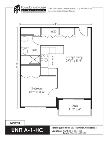 Floorplan of Foundation House at Northgate, Assisted Living, Seattle, WA 15