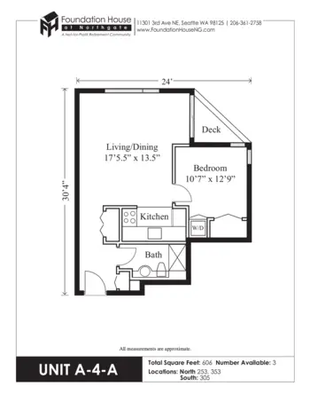 Floorplan of Foundation House at Northgate, Assisted Living, Seattle, WA 1