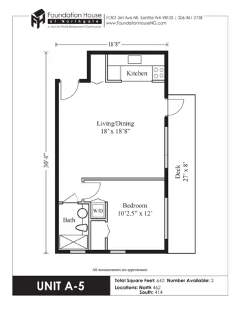 Floorplan of Foundation House at Northgate, Assisted Living, Seattle, WA 2