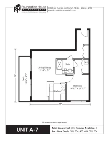 Floorplan of Foundation House at Northgate, Assisted Living, Seattle, WA 8