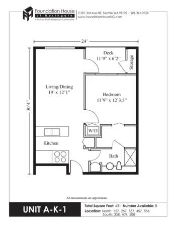 Floorplan of Foundation House at Northgate, Assisted Living, Seattle, WA 6