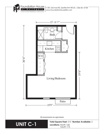 Floorplan of Foundation House at Northgate, Assisted Living, Seattle, WA 12
