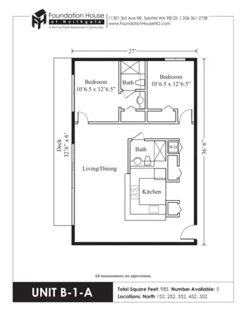 Floorplan of Foundation House at Northgate, Assisted Living, Seattle, WA 16